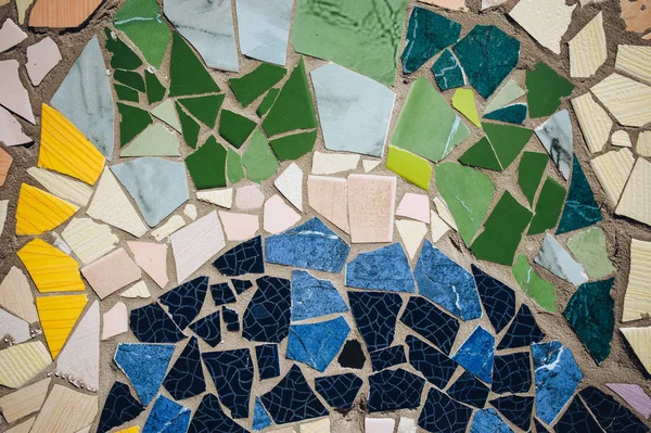 Mozaika Ścienna Ozdobny Ornament Ceramiki Łamane Płytki Ozdobny Ornament Kolorowe — Zdjęcie stockowe