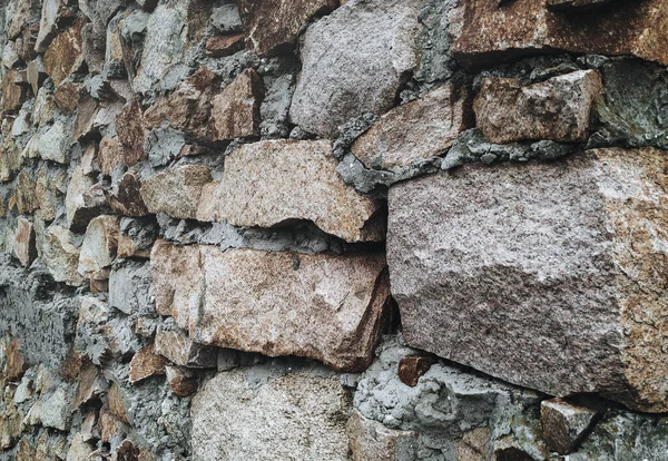 Фрагмент Стены Натурального Камня Гранит Цемент — стоковое фото