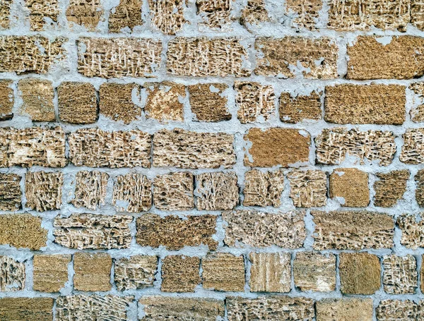 Стена Шлакоблока Охристой Оболочки Текстура Поверхности Камня — стоковое фото