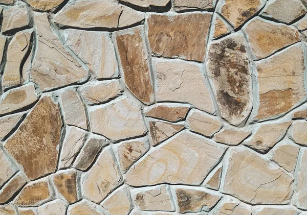 Imitation Wild Stone Wall Decorated Ocher Stone Tiles Effect Fortress — Stock Photo, Image