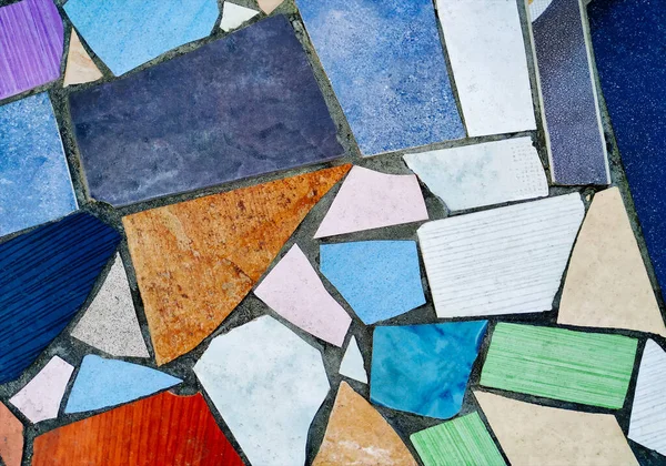 Fragment Mozaiki Ceramiczne Tło Płytek Abstrakcyjny Wzór Architektoniczny Kolorowa Ceramiczna — Zdjęcie stockowe