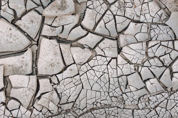 Terra Crepata Grigio Secco Terreno Durante Stagione Della Siccità Sfondo — Foto Stock