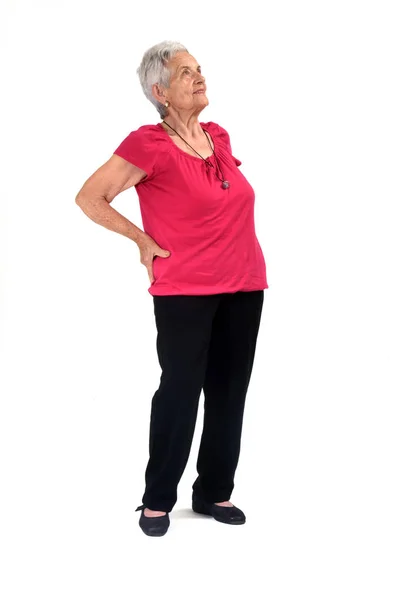 Retrato de una mujer mayor aislada en blanco — Foto de Stock