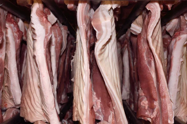 Industria de la carne de cerdo (las partes son tocino ) — Foto de Stock