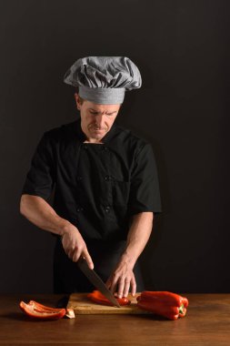 Şef kırmızı biber Dilimleme