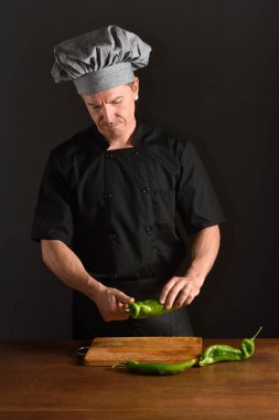 Şef kesme yeşil biber