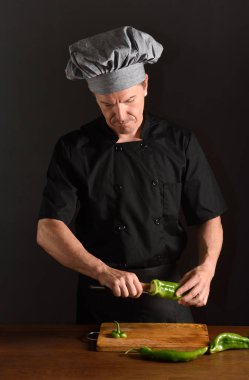 Şef kesme yeşil biber