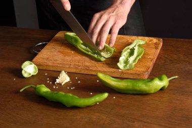 Şef kesme yeşil biber