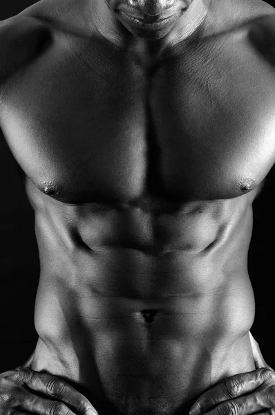 African man abdomen black and white — Stock Photo, Image