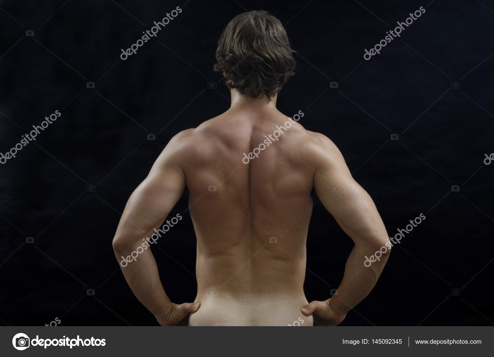 Naket Man On Back On Black Stock Photo Naket Man On Back On Black Stock Photo