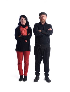 Çift kollu portresi beyaz arka plan geçti