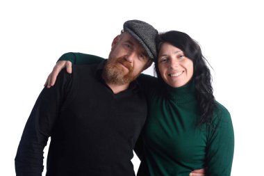 Beyaz arka plan üzerinde çift portre