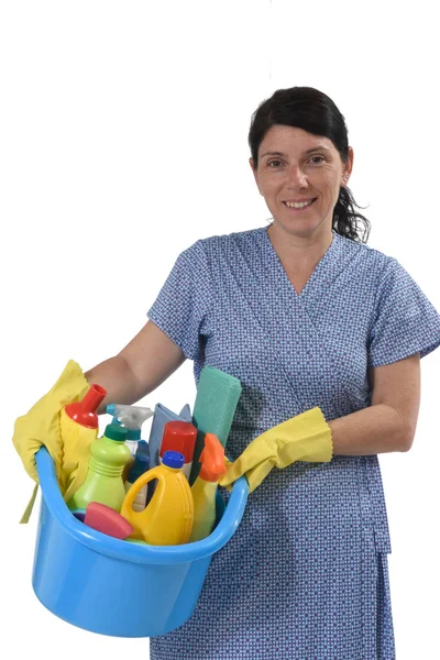 Mujer barrer en blanco — Foto de Stock