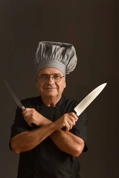 Retrato de um chef sênior — Fotografia de Stock