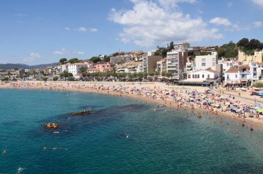 Beach in the seaside town of Blanes, Costa Brava, Girona  clipart