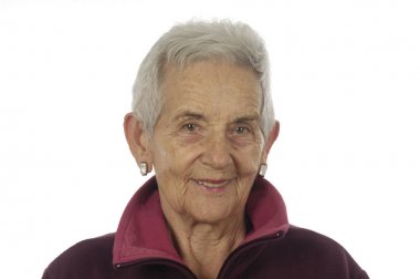 Beyaz üzerine son sınıf bir kadının portresi.