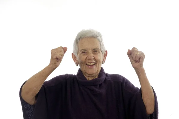 Zadowoleni i szczęśliwi kobieta senior — Zdjęcie stockowe