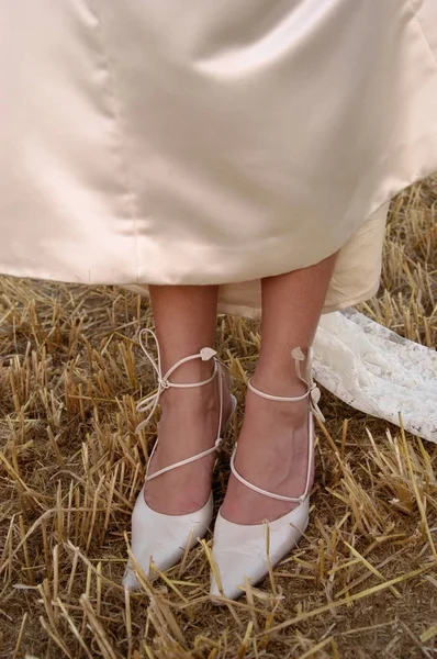 Close up van een bruiloft schoenen — Stockfoto