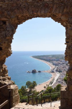 Blanes Castle, Costa Brava, Girona şehir görünümünü 
