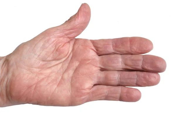 Hand of senior woman isolated on white — Stock Photo, Image