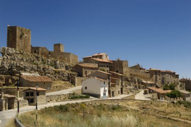 Castle and Village of Puertomingalvo, Teruel Province, Spain clipart