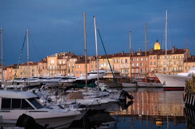 Harbor and village of  Saint Tropez, French Riviera clipart