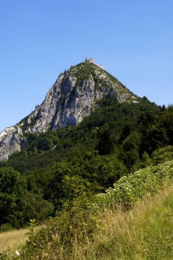 Montsegur Kalesi, orduKathar ülke, Ariège, Midi Pyrenees, Fran