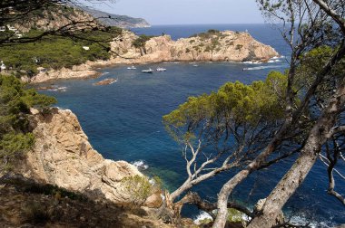 Aigua Xelida yakınlarındaki manzara, Calella de Palafrugell, Costa Brava, Girona ili, Katalonya, İspanya    