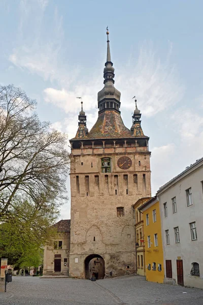 Torre del Reloj del Patrimonio Mundial de la Unesco en Sighisoara Transilvania Rom — Foto de Stock