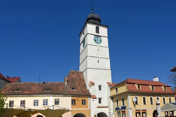 Turnul Sfatului z Sibiu, Transylwania, Rumunia — Zdjęcie stockowe