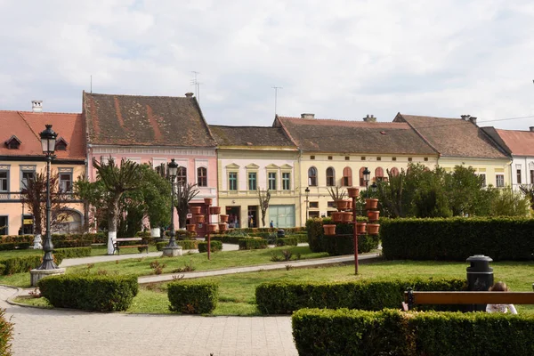 Площадь Ригеле Фердинанда в Медиасе, Трансильвания, Румыния , — стоковое фото