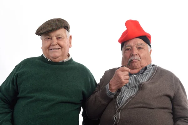 Два каталанских старших мужчины в белом — стоковое фото