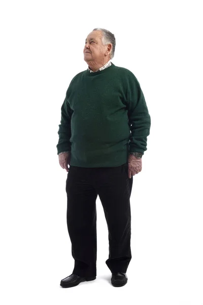 Portret starszy mężczyzna na białym tle — Zdjęcie stockowe