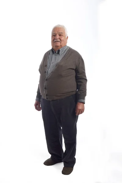 Portret van een senior man op wit — Stockfoto
