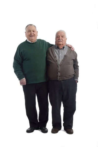 Два старших друга на белом — стоковое фото