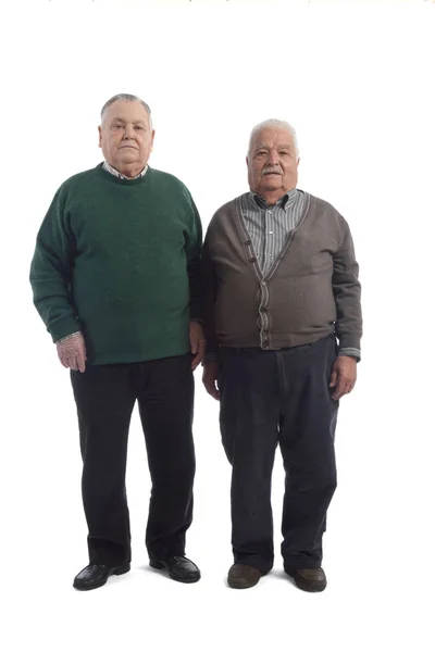 Dois amigos seniores em branco — Fotografia de Stock