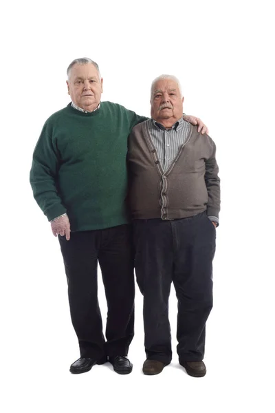 Two senior friends on white — Stock Photo, Image