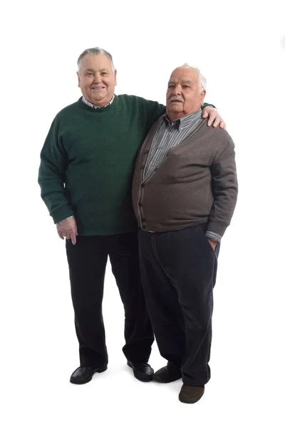 Twee senior vrienden op wit — Stockfoto