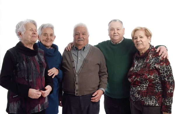 Group of senior people on white — Stock Photo, Image