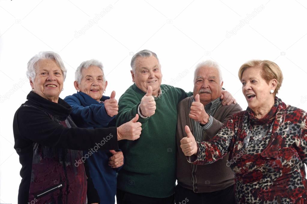 Group of  senior people with ok sign