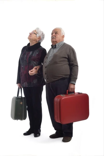 Travel to the elderly on white — Stock Photo, Image