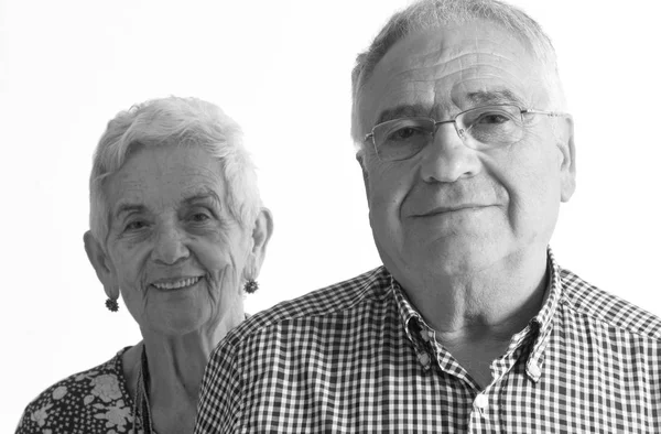 Portrait of a couple senior on white — Stock Photo, Image