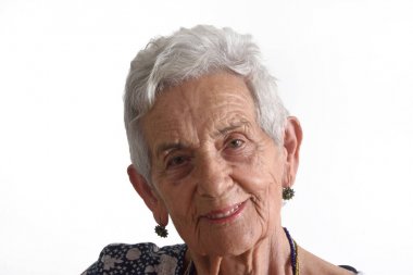 Beyaz üzerine son sınıf bir kadının portresi.