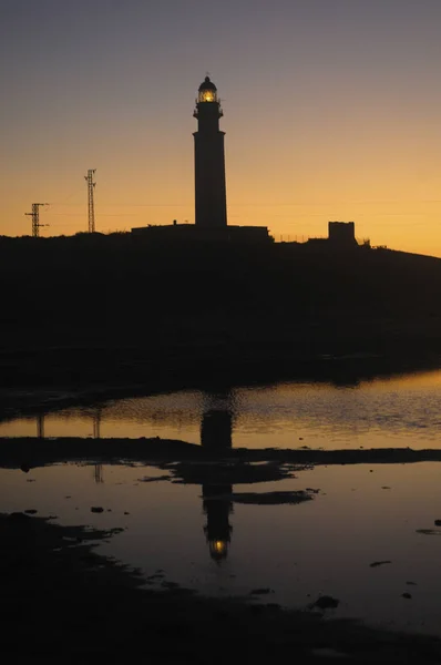 De vuurtoren van Trafalgar, Caños de Meca, de provincie van Cadiz, Andalusië, — Stockfoto