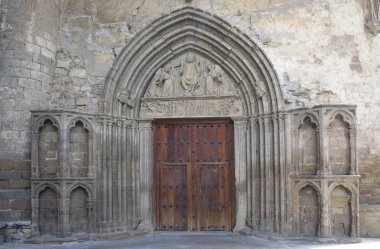 Entrande kapı San Salvador, Sanguesa,: Navarra, Spain