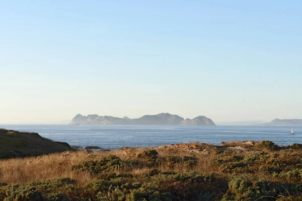 Wyspach Cies od Cabo Silleiro, Prowincja Pontevedra, Galica — Zdjęcie stockowe