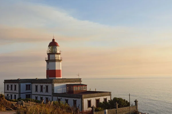 Sonnenuntergang Leuchtturm Von Cape Sillerio Provinz Pontevedra Galia Spanien — Stockfoto