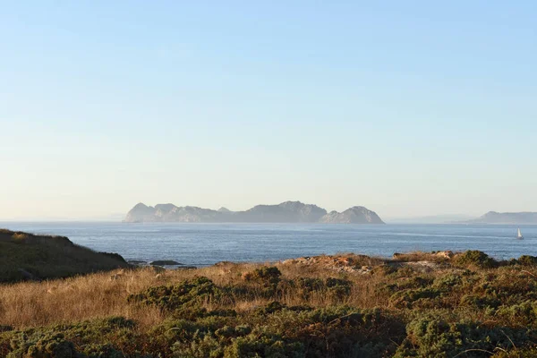 Wyspach Cies od Cabo Silleiro, Prowincja Pontevedra, Galica — Zdjęcie stockowe