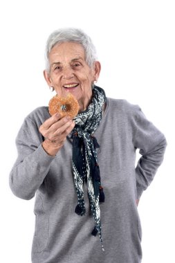 üst düzey kadın beyaz donut yemek