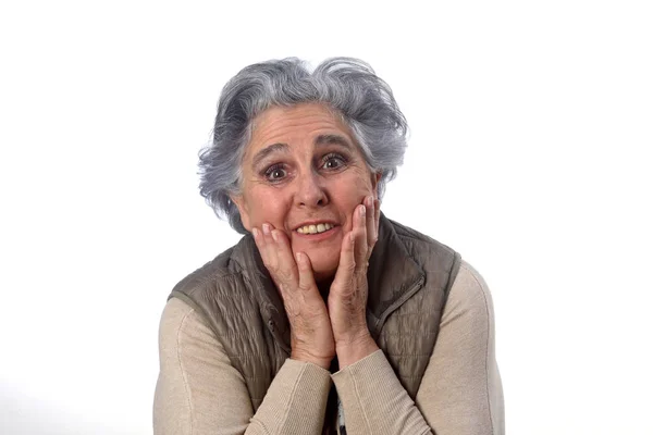 An older woman who has a surprise — Stock Photo, Image